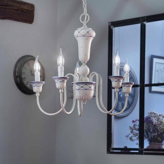 provanszi klasszikus kek festett csillar elegans polgari lampa vilagitas nappali ferroluce c270 mediterran luxus minosegi provence country balaton nyaralo paraszthaz videk.jpg